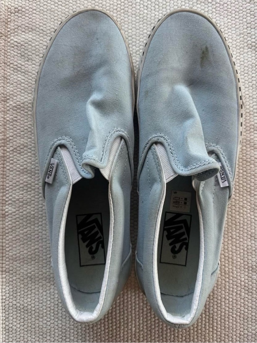 Vans Light Blue Slip-On Sneakers with Checkerboard Stripe - Picture 4 of 4